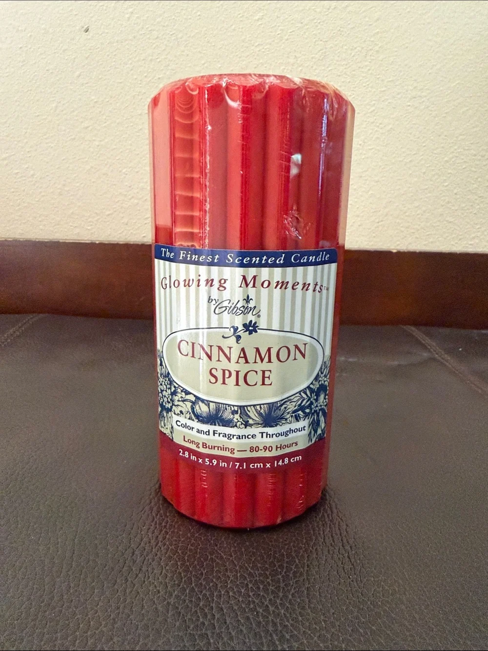 Scented Red Candle Cinnamon Spice Fragrance 80-90 Hours Burning Time by Gibson